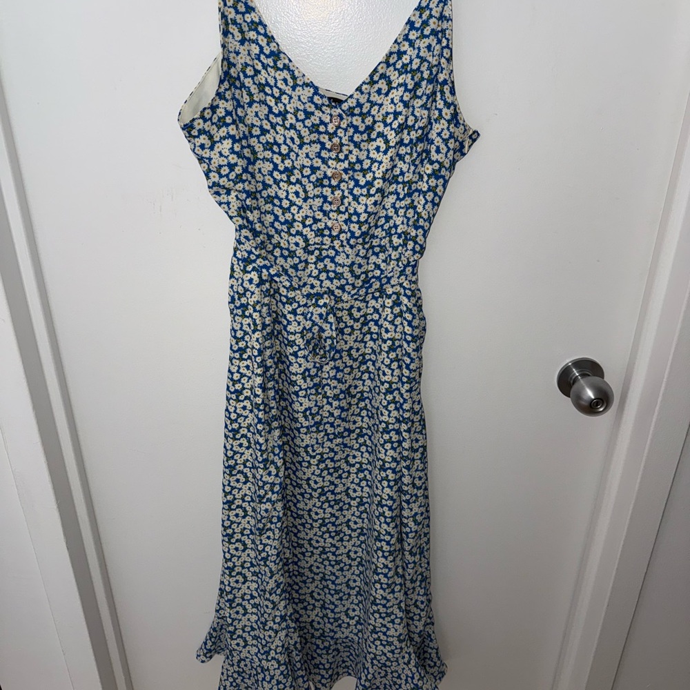 Lulus Floral Blue Sleeveless Dress